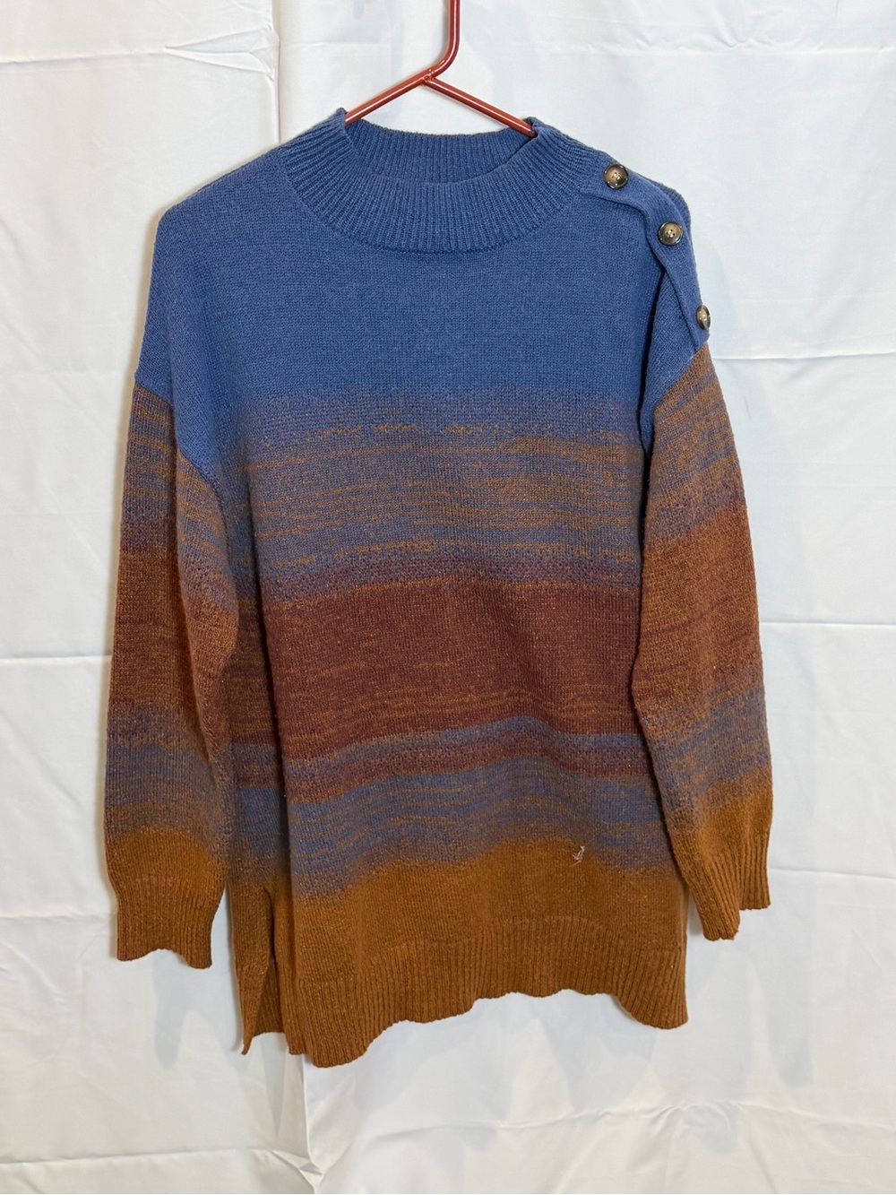 I.N. Studio Denim Blue Ribbed Knit Pullover